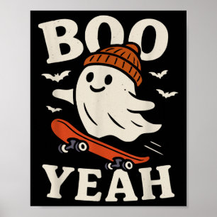 Póster Boo Yeah Gracioso Fantasma En Beanie Skateboard Ha