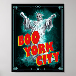 Póster Boo York City Estatua de la Libertad de Halloween