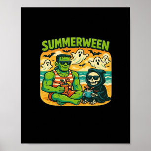 Póster Boogeymen en la playa - Clase de Vibes Retro Summe