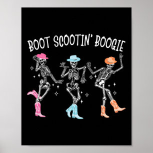 Póster Boogie Retro Western Skeleton Dancin