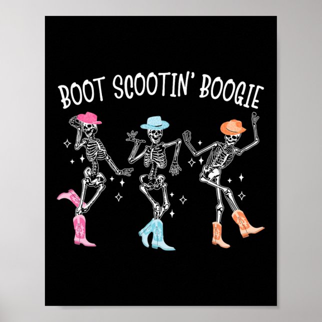 Póster Boogie Retro Western Skeleton Dancin (Frente)