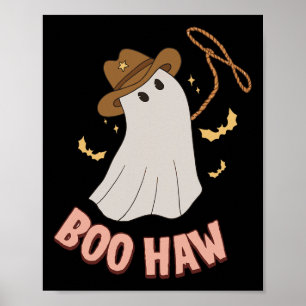 Póster Boohaw Ghost Halloween Cowboy Cowgirl Retr