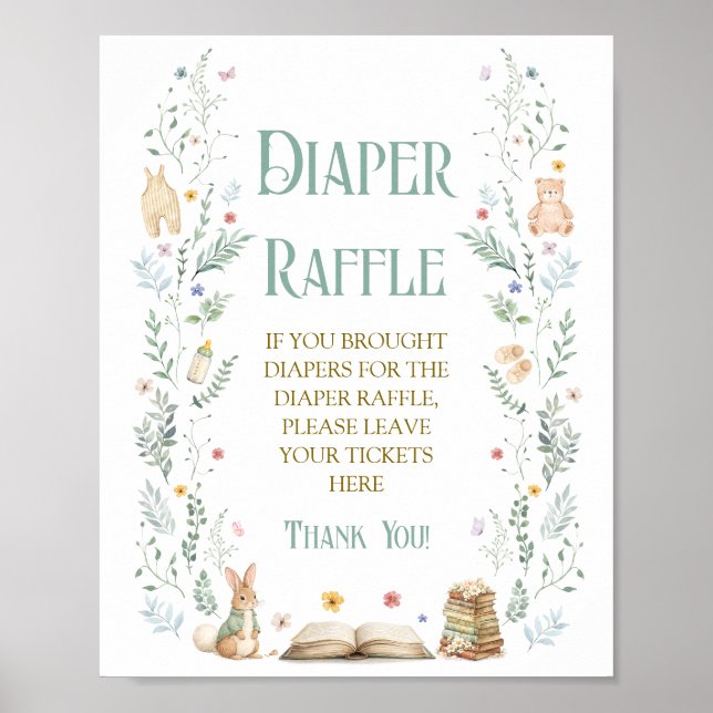 Póster Book Baby Shower Diaper Raffle  (Frente)