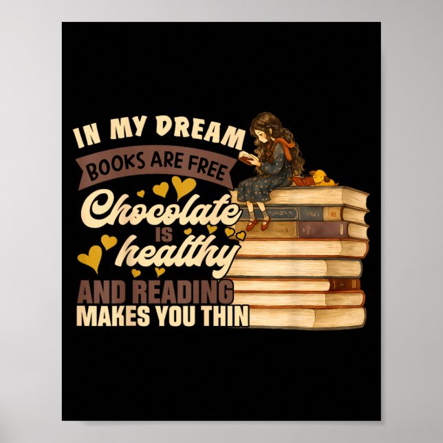 Póster Book Lover Gift Reading Gift Sweet Chocolate Lover (Frente)