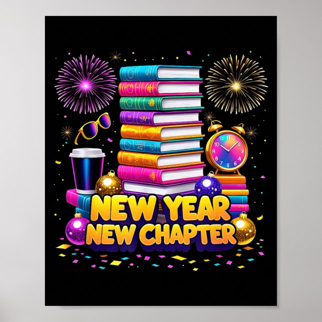 Póster Book Lovers Happy New Year Chapter 2026 Bookworm F (Frente)