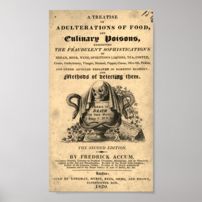 Póster Book of culinary poisons from 1820 antique skull (Frente)