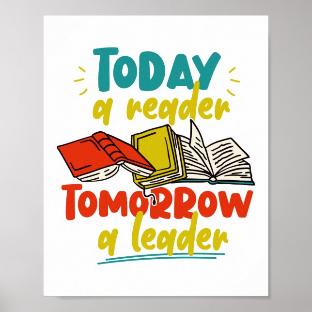 Póster Book Reading Today A Reader Tomorrow A Leader (Frente)
