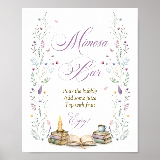Póster Book Themed Bridal Shower Mimosa Bar (Frente)