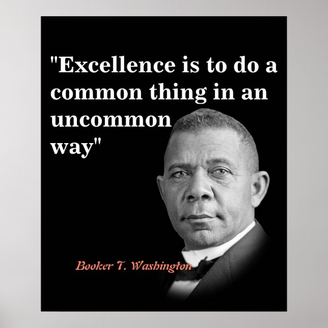 Póster Booker T. Washington Cita Sobre Excelencia (Frente)