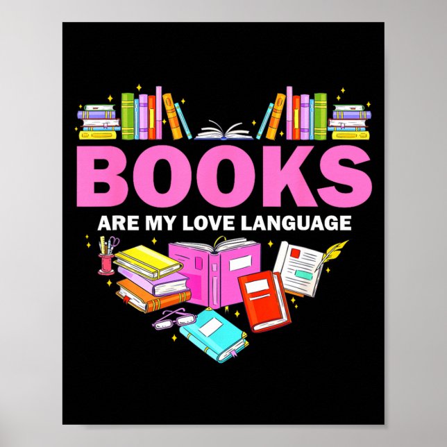 Póster Books Are My Love Language Reading Lover Librarian (Frente)
