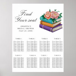 Póster Books Bridal shower Wedding seating chart