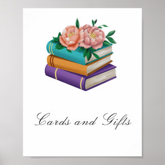 Póster Books floral bridal shower Cards and Gifts