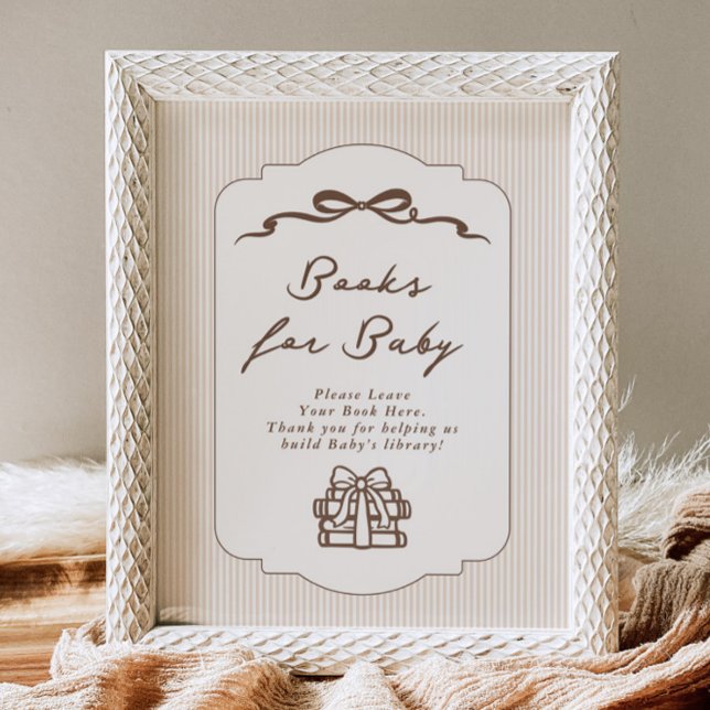 Póster Books for baby Bebe Cafe Brown Bow Handdrawn (Subido por el creador)