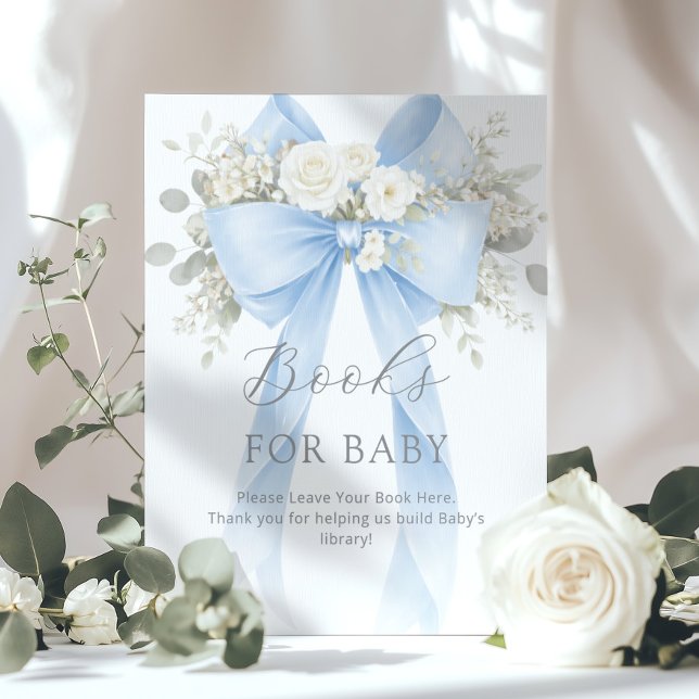 Póster Books for baby Blue Coquette Bow Baby Shower (Subido por el creador)