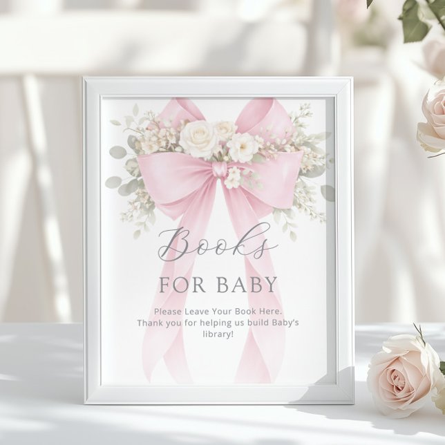 Póster Books for baby Pink Coquette Bow Baby Shower (Subido por el creador)