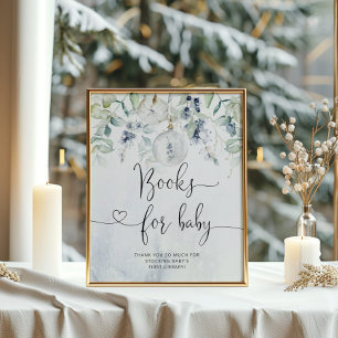 Póster Books for baby sign. Winter blue books for baby