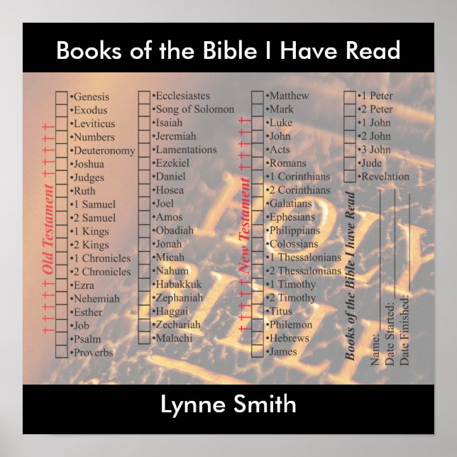 Póster Books of the Bible I Have Read Poster- Personalize (Frente)