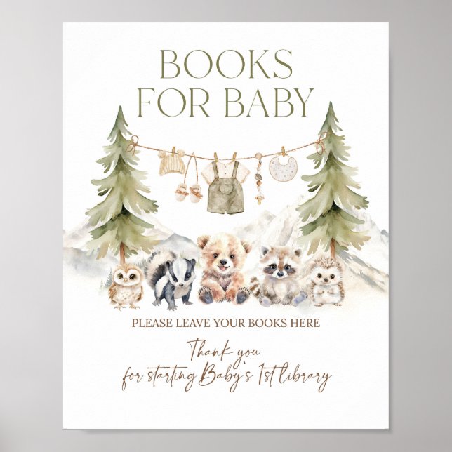 Póster Books Request Woodland Adventure Boy Baby Shower (Frente)