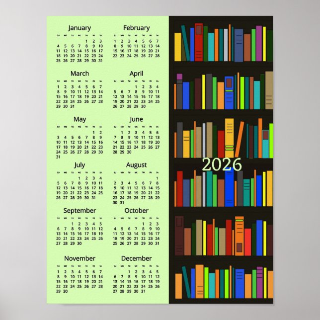 Póster Bookshelves Design 2026 Calendar Poster (Frente)