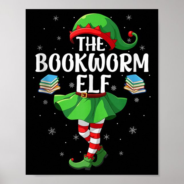 Póster Bookworm Elf Christmas Girls Women Elf Squad Xmas  (Frente)