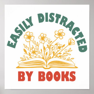 Póster Bookworm Graciosamente Distrado Fácilmente Por Lib