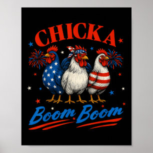 Póster Boom De Chicka Boom Gracioso Pollo Patriótico 4 De