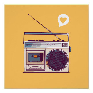 Póster Boombox de radio retro