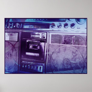 Póster Boomboxer azul morado