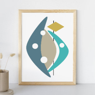 Póster Boomerangs Azules Moderno de Mediana Edad