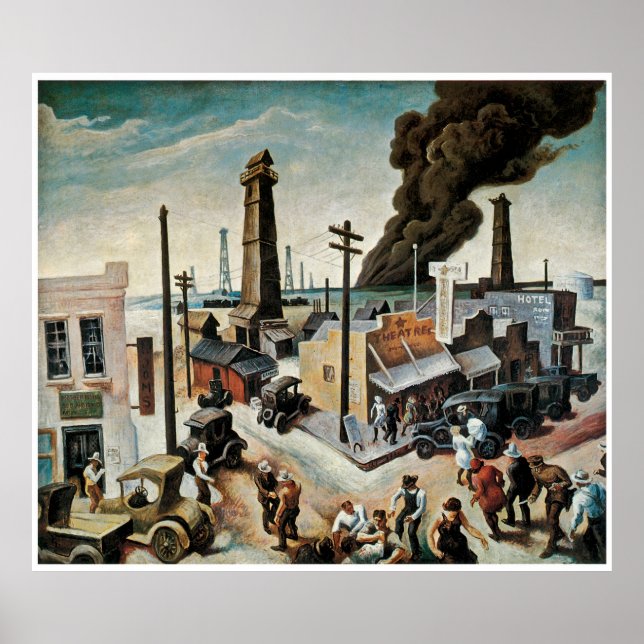 Póster Boomtown por Thomas Hart Benton 1928 (Frente)