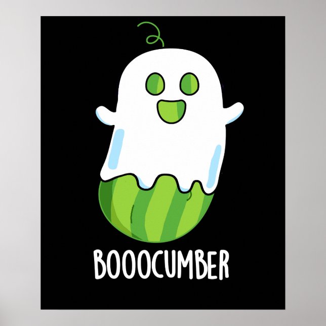 Póster Booocumber Funny Ghost Cucumber Pun Dark BG (Frente)