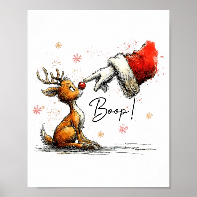 Póster Boop Funny Santa Farmer Reindeer Cute Christmas Ho (Frente)