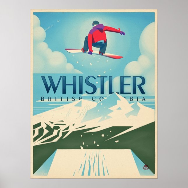 Póster Booter de snowboard Whistler BC Travel (Frente)