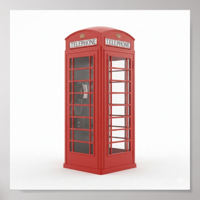 Póster Booth de teléfono rojo vintage (Frente)