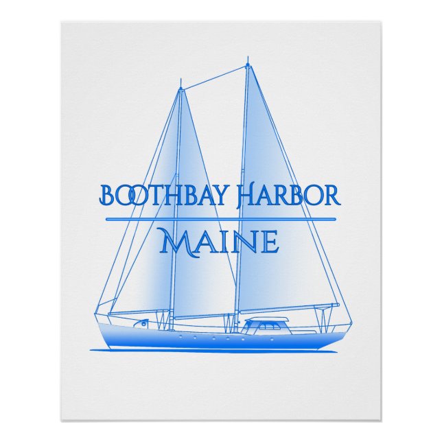 Póster Boothbay Harbor Coastal Nautical Sailing Sailor (Anverso)