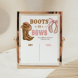 Póster Boots and Bows Gender Reveal Sign
