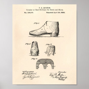 Póster Boots and Shoes 1880 Patent Art Old Peper