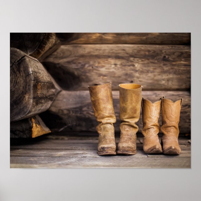 Póster Boots de cowboy con dos pares de dientes en cabina (Frente)