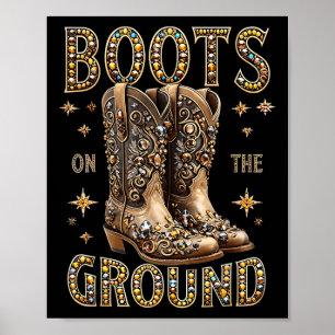 Póster Boots En El Suelo Niña Negra Occidental Donde