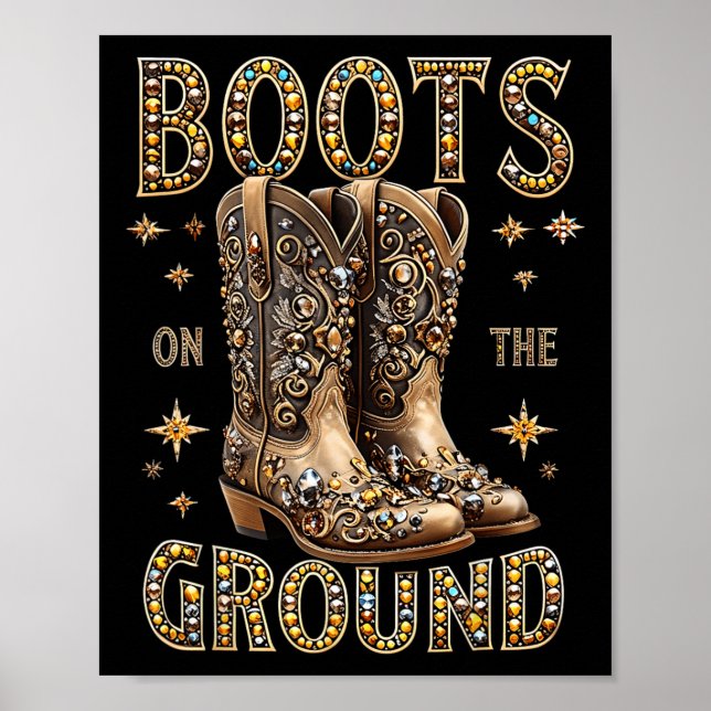 Póster Boots En El Suelo Niña Negra Occidental Donde (Frente)