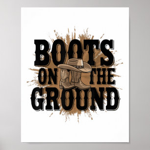 Póster Boots En El Terreno Del País Rodeo De Cowboy Occid