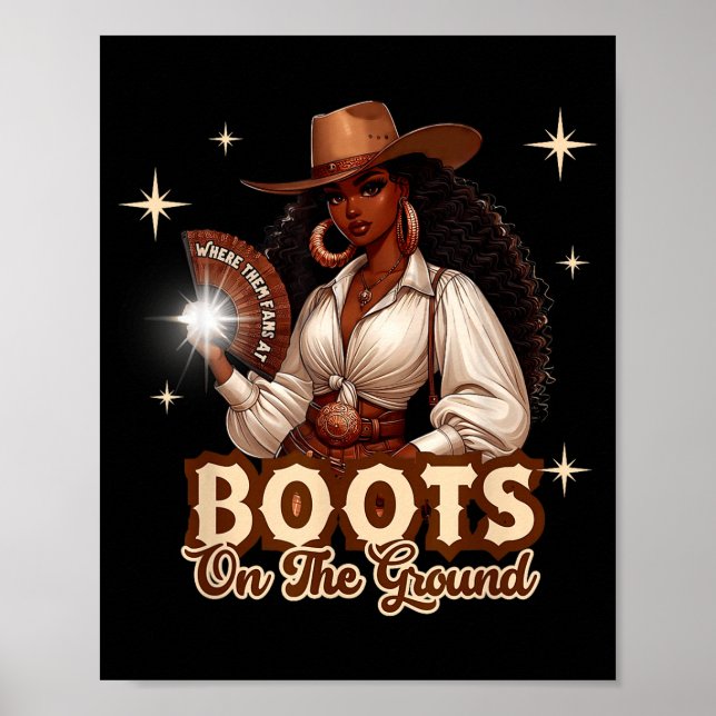Póster Boots On The Ground Cowgirl Western Black Girl Bla (Frente)