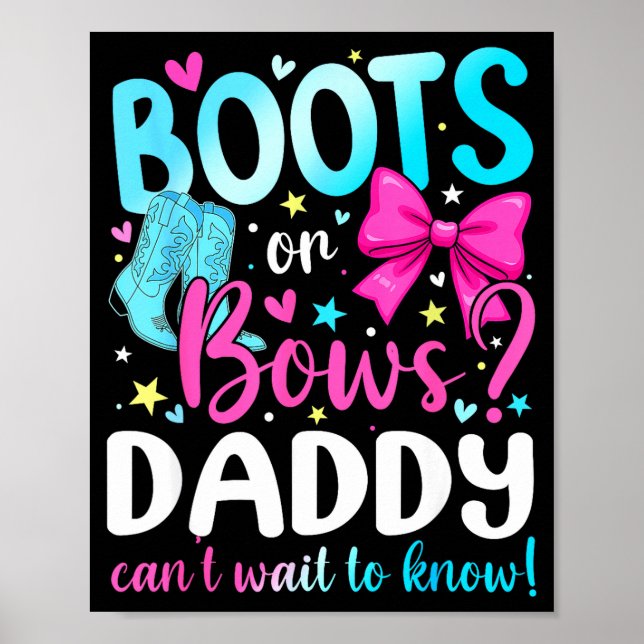 Póster Boots Or Bows Daddy Loves You Gender Reveal Party  (Frente)