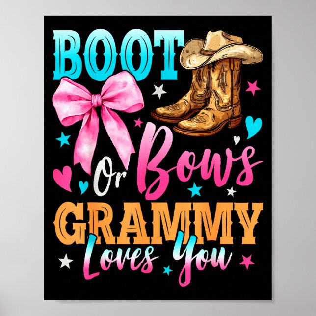 Póster Boots Or Bows Grammy Loves You Gender Reveal Famil (Frente)