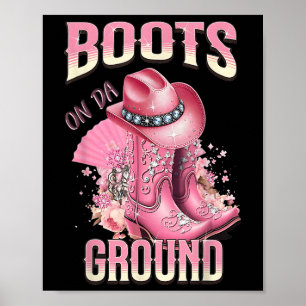Póster Boots Rosados En El Suelo Gorra De Vaquera Occiden