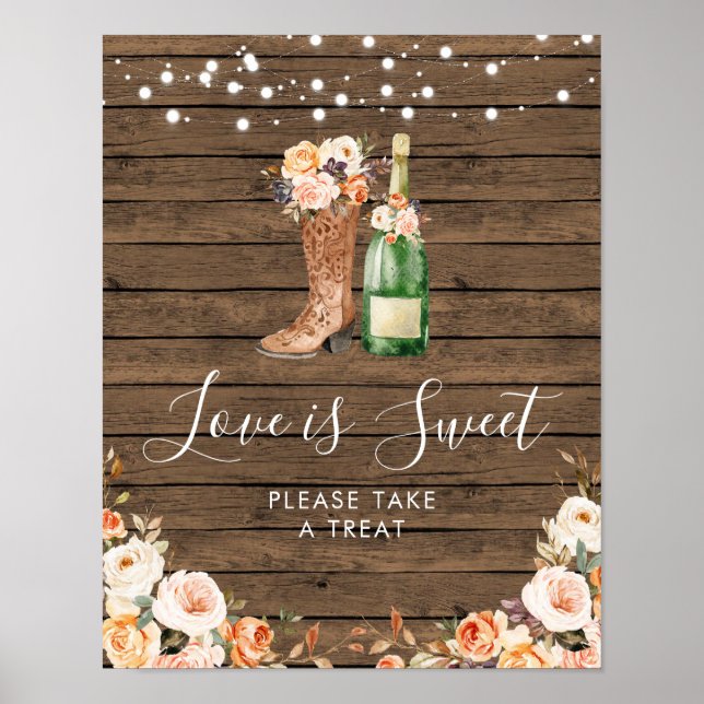 Póster Boots rústicos y burbuja de la ducha de novias El  (Frente)