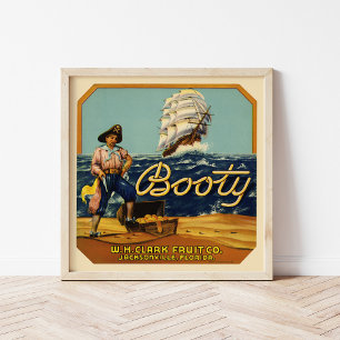Póster Booty   Etiqueta de cítricos de época