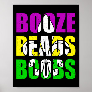 Póster Booze Bolas de Mama Mardi Gras Mujeres Hombres Adu