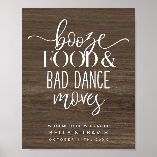 Póster Booze Food and Bad Dance mueve al Poster Boda (Frente)