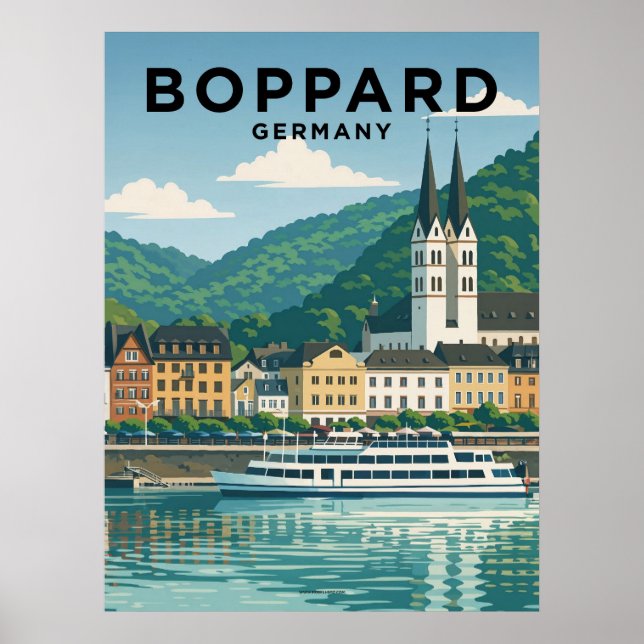 Póster Boppard Alemania Viajes Antiguos (Frente)